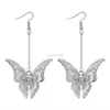 Schmetterling Ohrringe Silber Diamant Ohrringe Frauen langer Hingle Kronleuchter Ohrmanschette Mode Schmuck und Sandgeschenk