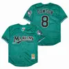 Retro Beyzbol 8 Andre Dawson Jersey Vintage 35 Dontrelle Willis 20 Edward Cabrera 94 Bad Tavşan Takımı Renk Yeşil Beyaz Pinstripe Serin Baz Cooperstown Tüm Dikişli