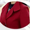 Chaqueta extragrande para mujer, abrigo marrón con doble botonadura, abrigo elegante de manga larga para trabajo y oficina, abrigo cálido de alta calidad 12041