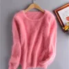 Women Sweaters and pullovers Pure Mink Cashmere Knitted Pullover ladies sweater S1915 201201
