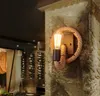 現代の麻のロープLEDの壁の光の滑走具の装飾照明ロフトウォールランプのホームミラーライトバーカフェビンテージ備品