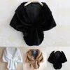 Dames Dame Pluche Faux Bont Sjaal Wrap Bridal Wedding Gilet Stole vest Bolero Schouderopschuiling Kaap Black White Brown Stylish