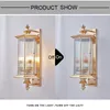 Utomhus full kopparväggljus europeisk vintage villa korridor innergård dörröppning Vattentät glas väggmonterad lampa E14 LED -glödlampa