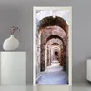 Clássico estilo europeu porta adesivos 3d estéreo arco pedra arte decoração papel de parede sala estar cozinha pvc à prova dwaterproof água murais8272878