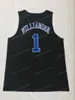 Spartanburg Day School # 12 Zion Williamson Basketball Jersey 1 # College Jerseys 스티치 화이트 블루 블랙