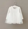 Vestido infantil de princesa, vestido novo de malha de manga comprida com gaze, outono, patchwork, algodão, tule, saia bolha, 2270008