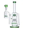 Green Grankler Girlografista reto Bongos de vidro de vidro em linha Perc cogumelos cruzados de óleo de pecolator Dab Pigs Dab Piges de água com apanhador de cinzas WP2233