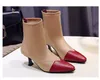 뜨거운 판매 - 새로운 여성 패션 신발 매끄러운 표면 레저 솔리드 뾰족한 발가락의 메드 뒤꿈치 발목 부츠 큰 크기 35-42