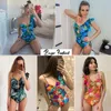 Sexy Een Schouder Ruffle Badpak Print Bloemen Badmode Vrouwen Badpak Badpak Beachwear Monokini 220226254j