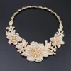 Bridal Dubai Gold Color Flower Jewelry Sets Women Fashion Necklace Earrings Ring Bracelet African Wedding Jewelry Set