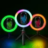Anneau lumineux LED coloré RGB avec trépied de téléphone, pour film vidéo, Photo, Selfie, diffusion en direct sur YouTube Tiktok Twitch