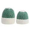 2020 8 Colors Parent-child Beanie Winter Warm Adult Kids Knitted Caps Outdoor Sports Beanies Plaid Wool Hats Festive Party Hats