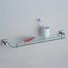 Accessoires de matériel de salle de bains Chrome simple porte-serviettes Rail porte-papier hygiénique douche porte-savon pompe porte-brosse étagère en verre T200425