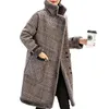 Inverno quente a veludo revestimento de casaco de moda moda longa sobretudo engrossar jaqueta de inverno quente fêmea de plataz