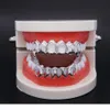 Novo hip hop personalizado ajuste grill seis oco rosto aberto ouro boca grillz tampas superior inferior com silicone dentes de vampiro set5921029