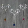 Colorful Clear Pyrex Glass Oil Burner Bong Water Pipe Two Ball Thick Glass Hand Pipes with Radom Colored Balancer Handcraft borosilicate Smoking Accessories