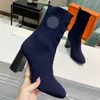 Hot Sale-Australia Womens Winter Knitted Ankle Boots With Stirrup-Shaped Heel Beatshoes Cowboy Motocycle Martin Booties Slip-On High Bottes