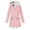 Kadın ceketleri artı kadınlar için kış ceketleri kapşonlu moda katı peluş açık yağmur rüzgar geçirmez ceketler ve ceket