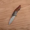 High End Damascus Flipper складной лезвие нож VG10 Damascus стальной лезвие розового дерева + стальная ручка листа EDC карманные подарочные ножи