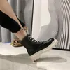 Stövlar Cootelili 2022 Kvinnor Round Toe 5cm Heel Skor För Kvinna Platform Ladies Lace Up Basic Botas Mujer Size 35-401