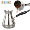 Turkish Coffee Pot Cezve Ibrik Stainless Steel Long Handle Finjan Milk Butter Melting Jug 250/350/550/650ml 220301