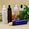 100 pcs 30ml líquido animal de estimação plástico Garrafa de gotas claras âmbar verde contentores brancos para o pacote de óleo essencial