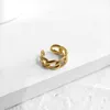 Gold Color Textured Chain Rings Curb Link Geometric Rings for Women Minimalist Open Stacking Rings Adjustable 222Y