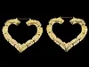 Pendientes grandes de lujo Hoop Huggie Corazón en forma de redondo Formas múltiples étnicas étnicas grandes vintage chapado en oro bambú 10 pares / lote EA81