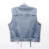 zqlz autumn denim vestジャケット女性スリムプラスサイズ4xl 5xlショートジーンズコート女性スプリングビンテージウエストコートMujer 201031