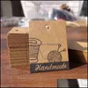 Wenskaarten evenement feestbenodigdheden feestelijke huizen tuin 100 stcs 3x4cm vintage kraft paper cadeau tags bal van garen handgemaakte mini hang tag diy diy