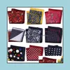 Näsdukar Modeaccessoarer 23x23 Cm Mans Pocket Square Hanky Printing Polka Dot Floral Chest Handduk Big Size Näsduk för Herr Sui