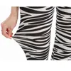 Bivigaos Verão Novas Femininas Leggings Zebra-Stripe Imprimir Legins Fino Skinny Leggings Leite Preto Leggings Slim Nine Calças Mulheres LJ201006