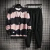 Autumn Men Sets Hip Hop 2 PCS Casual High Street Fashion Desse Sweatshirt en Pants Tracksuit 201204