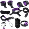 Nxy Sm Bondage Sex Games Menottes Bdsm Set Esclave Collier Collier Menottes Retenue Balle Bouche Gag Jouets pour Couple 1223