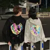 Oso reflectante Sudaderas con capucha Sudadera Tallas grandes Harajuku Moda coreana Ropa suelta para parejas 201202