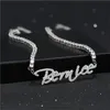 Benutzerdefinierte Name Halskette Schmuck Vergoldet CZ Buchstaben Anhänger Halskette mit 4mm 18 zoll CZ Tennis Kette für Männer frauen2629