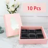 Present Wrap 10st Pink Box med två hjärtan Designfönster Handgjorda kakor Macaron Pastry Package för Valentine039S Day Dessert SHO4969514