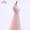 NOBLE WEISS Sexy O-Neck A-Line Sweep Train Tulle Lace Evening Dress Bare Back Cheap Prom Dresses Robe De Soiree Party Dress LJ201120