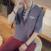 Этническая одежда V-Collar китайский стиль рубашка мужчины Slim Fit Corea Olde Half Eleve 2022 Summer Masculina традиционный мужчина 5xl