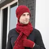 Зимние мужские вязаные шансы шляпа с шее более теплый шарф шарф 3-х частей шарф черепа шарф с флисом, выложены перчатками wxy075