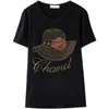 Plus Größe Hut Diamant Bohr T-Shirt für Frauen Sommer Kurzhülse Schwarz Tops T Shirts Mode Baumwolle T Shirts 3532 220312
