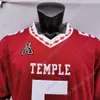 Футбольные майки 2021 Temple Owls Футбольная майка Ncaa College Russo Мухаммад Вилкерсон Д'ван Матис Эдвард Сайди Джастин Линч Хосе