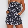 2020 Verão Sem Mangas Backless Bohemian Beach Macacões Mulheres Casual Floral Impresso Curto Jumpsuit Sexy Low Cut Mini Bodysuit T200704