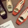 OL Office Lady Shous Женская квадратная носящая лодка обувь из искусственных насосов из искусственных насосов середины каблуки одежды круглые металлические женские ботинки Orange 9051N