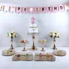 6 sztuk Złoty Lustro Metalowe Okrągłe Ciasto Stand Wedding Birthday Party Desser Cupcake Display Plate Home Decor 201217