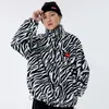 Bomber giacca da uomo streetwear harajuku ricamo zebra stampato giacca pelosa cappotto invernale giacca casual outwear spessa 201218