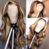 Markera Ombre Mänskliga Hår Paryk Body Wave Pre Plucked Lace Front Brazilian Brown Blond Remy Frontal Wig för svarta kvinnor 150% DiVA1