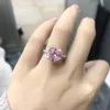 Anillo de diamantes de zafiro rosa de oro rosa de 18k, anillos de boda de fiesta de Plata de Ley 925 para mujer, joyería fina 327V