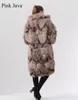 Ppink Java 19036 Real Fur Coat Women Winter Fashion Jacket Long Coat Real Fur Coat Ny tillgänglig 201016