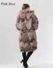 ppink java 19036 Real Fur 코트 여성 겨울 패션 자켓 Long Coat Real Fur 코트 New New Avery 201112